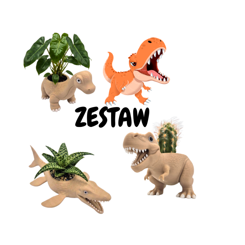 Zestaw doniczek 3D Dinozaury