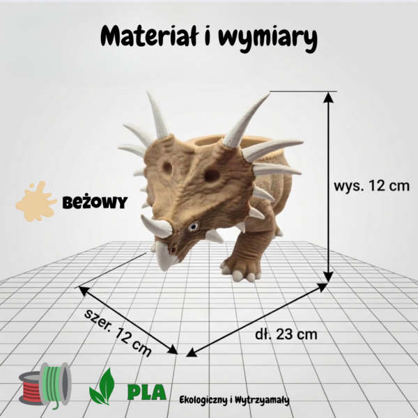 Doniczka 3D dinozaur Styrakozaur