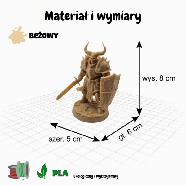 Nieumarły rycerz z tarczą i mieczem figura D&D
